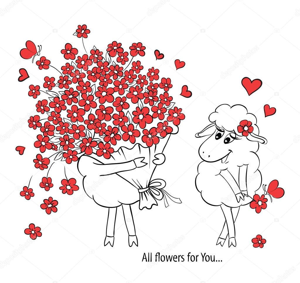 Couple Amoureux Deux Moutons Mignons Avec Gros Beau Bouquet De Beau Dessin De Coeur Photo Des Couple Amoureux L Couple Amoureux Deux Moutons Mignons Avec Gros Beau Bouquet De Beau Dessin De Coeur Photo Des Couple Amoureux L