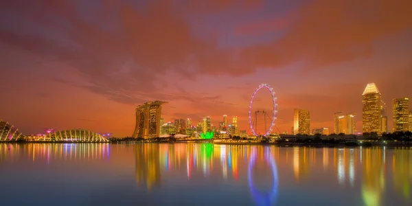 Singapore skyline naplementekor — Stock Fotó