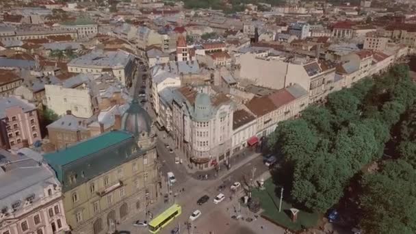 Video Clip Aéreo Del Centro Ciudad Lviv Filmado Desde Arriba — Vídeos de Stock