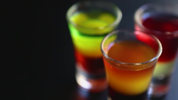 Bunte Mexikanische Shots Für Party Bar — Stockvideo