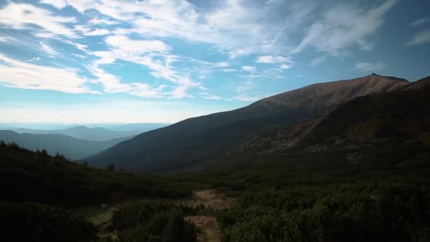 Hermoso Video Del Parque Montañoso Los Cárpatos Ucrania Occidental Silueta — Vídeo de stock