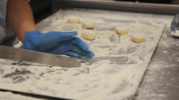 Cozinheiro Preparou Panquecas Quark Para Jantar Cozinha Restaurante — Vídeo de Stock