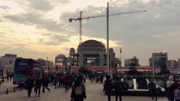 Istanbul May 2018 New Islamic Mosque Being Built Taksim Square — Stock Video