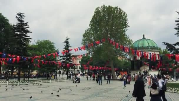 Istanbul Maj 2018 Osoby Spacerujące Centrum Istanbulu Flagi Narodowe Turcji — Wideo stockowe