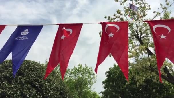 Istanbul Mayıs 2018 Beyaz Yıldız Kırmızı Zemin Üzerinde Hilal Bulunan — Stok video