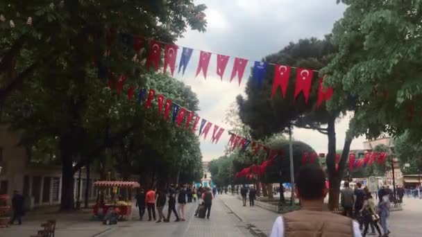 Istanbul Maj 2018 Människor Går Centrum Istanbul National Flaggor Turkiet — Stockvideo