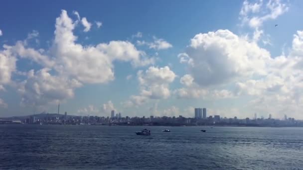 Navegación Video Crucero Filmado Canal Del Bósforo Cerca Ciudad Estambul — Vídeos de Stock