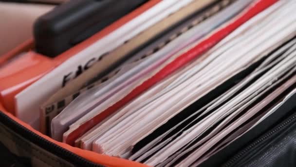 Pila Discos Vinilo — Vídeo de stock