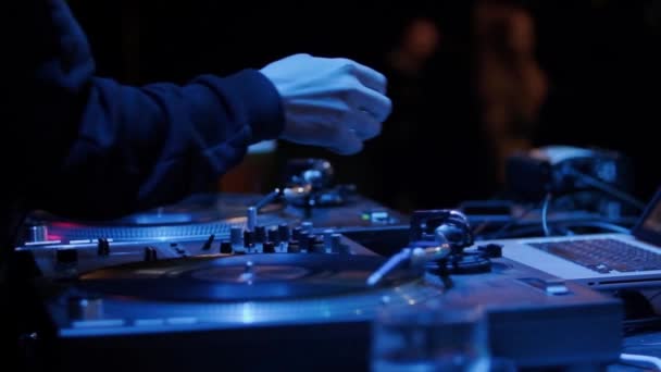 Hip Hop Playing Music Party Video Clip Professional Disc Jockey — Stock Video