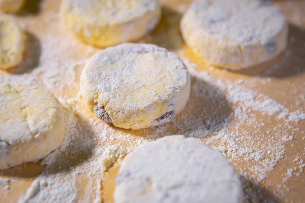 Comida Sobremesa Eslava Sirniki Ucraniano Tradicional Que Está Sendo Preparado — Fotografia de Stock