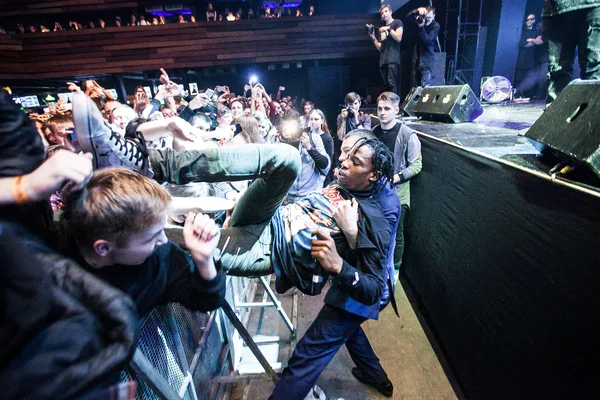 Travis Scott se apresentando em Moscou — Fotografia de Stock