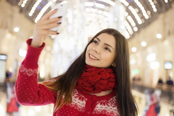 Selfie i en jul outfit — Stockfoto