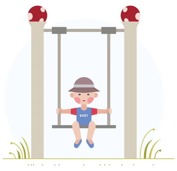 Activités Pour Enfants Garçon Sur Swing — Image vectorielle