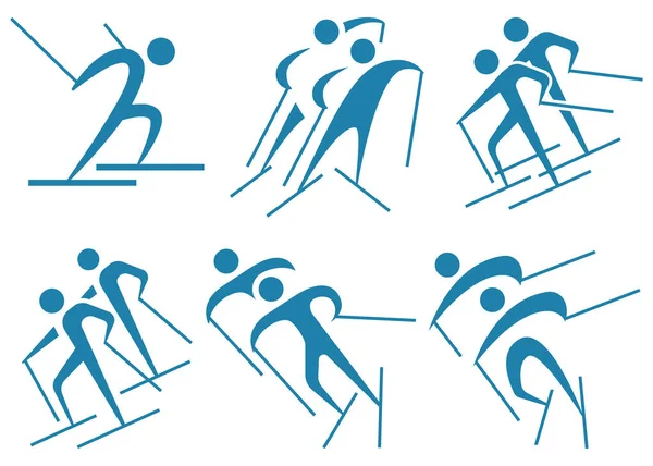 Icônes Sports Hiver Icônes Ski Fond — Image vectorielle