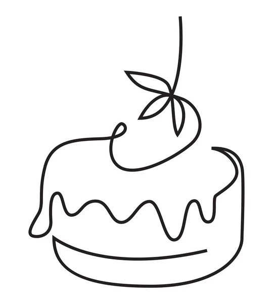 1つのラインスタイルでケーキイラスト — ストックベクタ