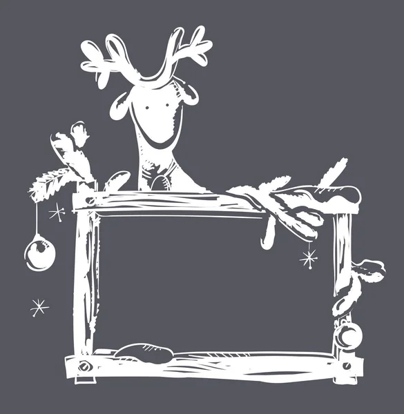 Fond Cadre Noël Illustration Noir Blanc — Image vectorielle