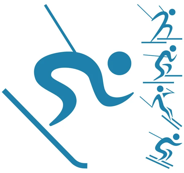 Wintersport Icoon Downhill Ski Iconen — Stockvector