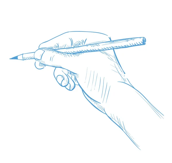 手与铅笔绘图草图 概要矢量说明 — 图库矢量图片