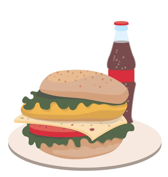 Sandwich Ketchup Icon Color Illustration — Stock Vector