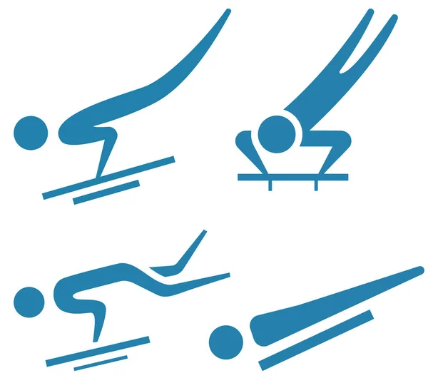 Vintersport Ikon Skelett Ikoner Set — Stock vektor