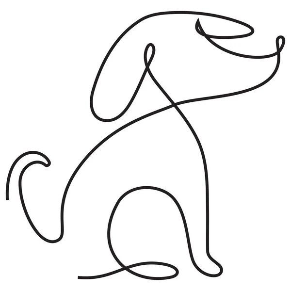 ワンラインスタイルで面白い犬のイラスト — ストックベクタ