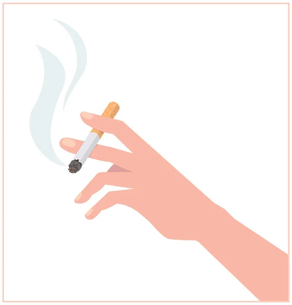 Mano Con Cigarrillo Ilustración Que Propaga Negativa Fumar — Vector de stock