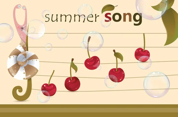 Song Summer Musical Fruity Background — Stock Vector