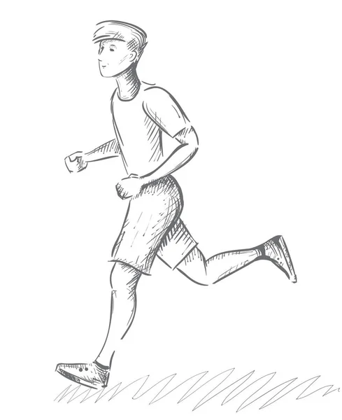 Koşu Sporcusu Hedefe Ulaşmak Için Çalış Özet Çizimi — Stok Vektör