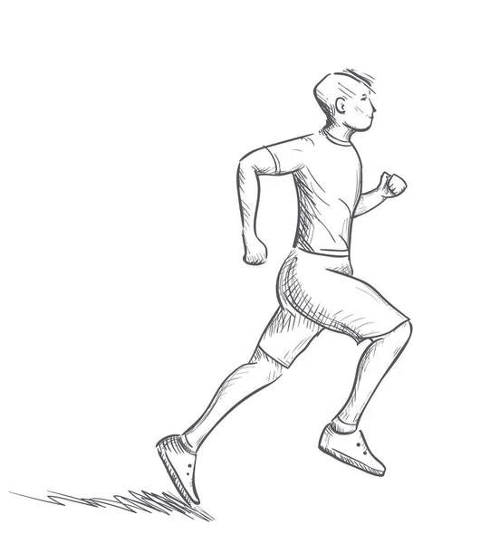 Běžící Atlet Práce Dosažení Cíle Obrys Ilustrace — Stockový vektor