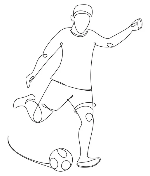 Fußballer Mit Einer Ballzeichnung Einer Linie — Stockvektor