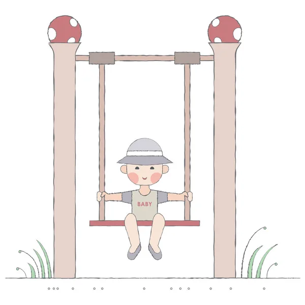 Activités Pour Enfants Garçon Sur Swing — Image vectorielle