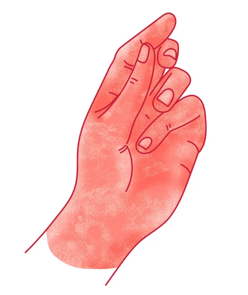 Eine Einer Prise Gefaltete Menschliche Handfläche Farbige Illustration Imitiert Malerei — Stockfoto
