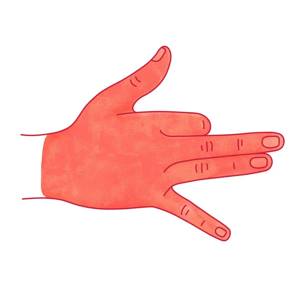 人間の手のひらは犬のようなジェスチャーで折り畳まれた 絵を模したカラーイラスト — ストック写真