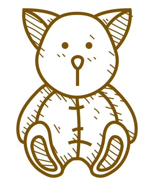 可笑的熊宝宝 铅笔绘图风格的矢量玩具图标 — 图库矢量图片