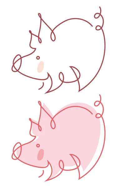 Divertente Piggy Serie Illustrazioni Colori Umorismo Vettoriale — Vettoriale Stock