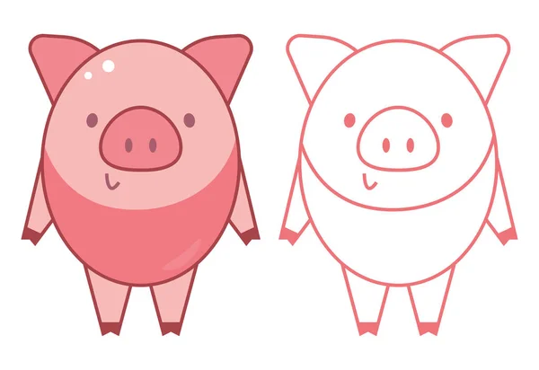 Divertente Piggy Serie Illustrazioni Colori Umorismo Vettoriale — Vettoriale Stock