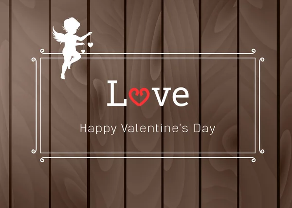 Liebe Illustration Zum Valentinstag Mit Holz Hintergrund — Stockvektor