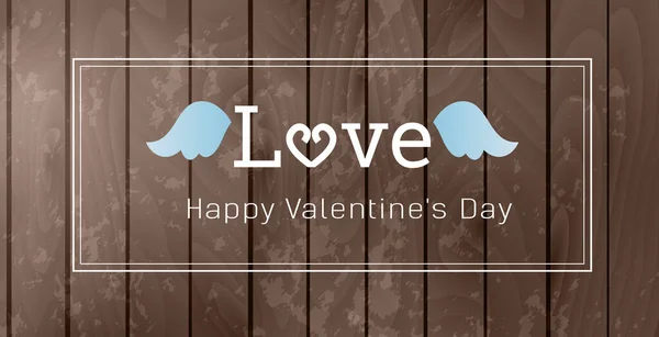 Liebe Illustration Zum Valentinstag Mit Holz Hintergrund — Stockvektor