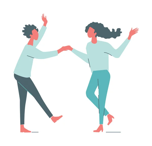 ２人の女性親友が踊って楽しんでる ベクトルカラーイラスト — ストックベクタ
