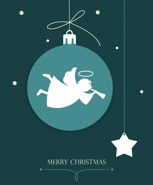 Fondo Navidad Con Bola Ángel Saludo Vector Fondo — Vector de stock