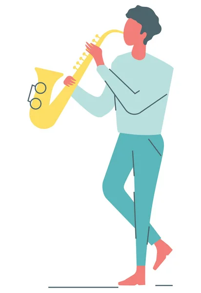 Danseur Jouant Saxophone Homme Jouant Jazz Musique Soul Illustration Vectorielle — Image vectorielle