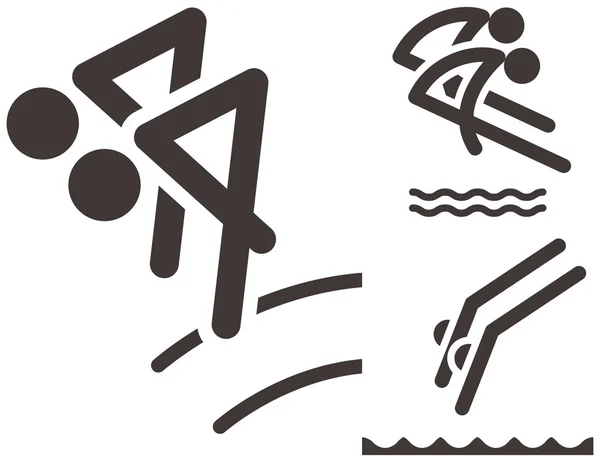Ícones de mergulho sincronizados Gráficos De Vetores