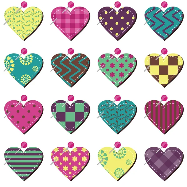 Set with scrapbook hearts on white background — Stock Vector