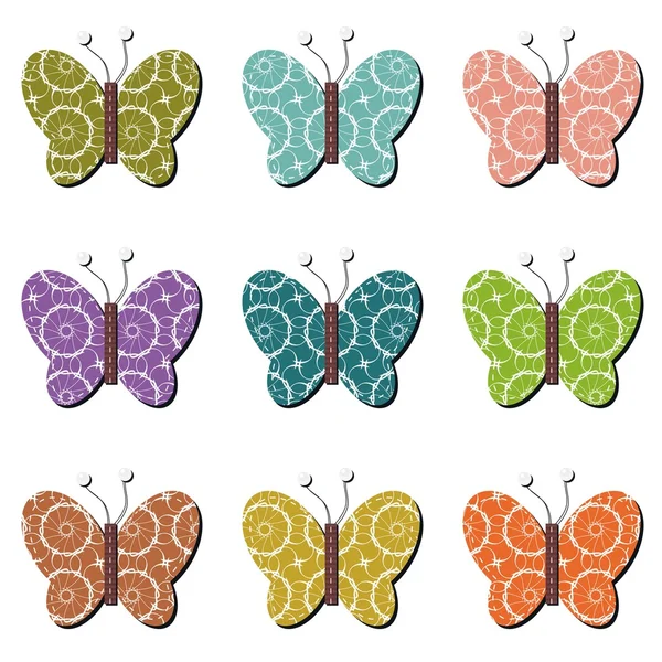 Scrapbook butterflies on white background — Stock Vector