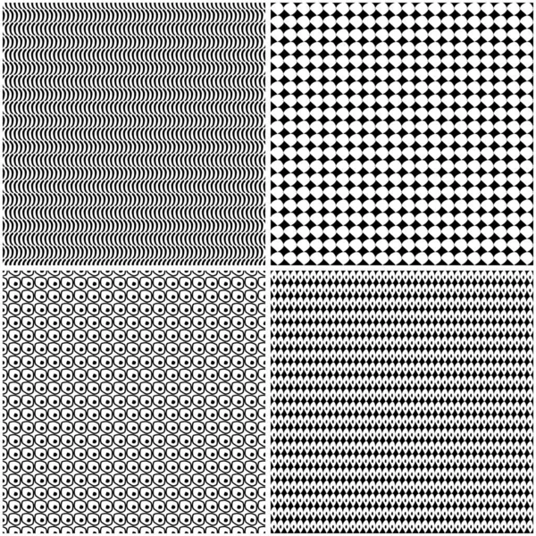 Four Monochrome Backgrounds Black White — Stock Vector