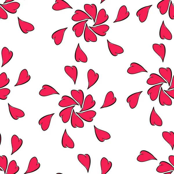 Nahtloses Muster Mit Blumen Und Herzen — Stockvektor