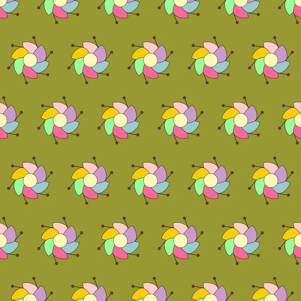 Motif Avec Des Fleurs Colorées Sans Couture — Image vectorielle