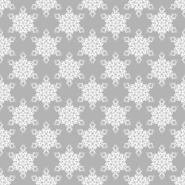 Gri zemin üzerinde kar taneleri olan pürüzsüz desen 