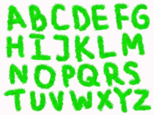 Alphabet Avec Herbe Sur Fond Blanc — Photo