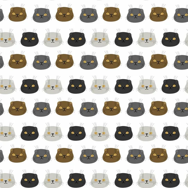 Seamless Patterns Cats White Background — Stock Vector
